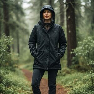 MEC Gore-Tex Black Hooded Front Zip Rain Jacket Size S